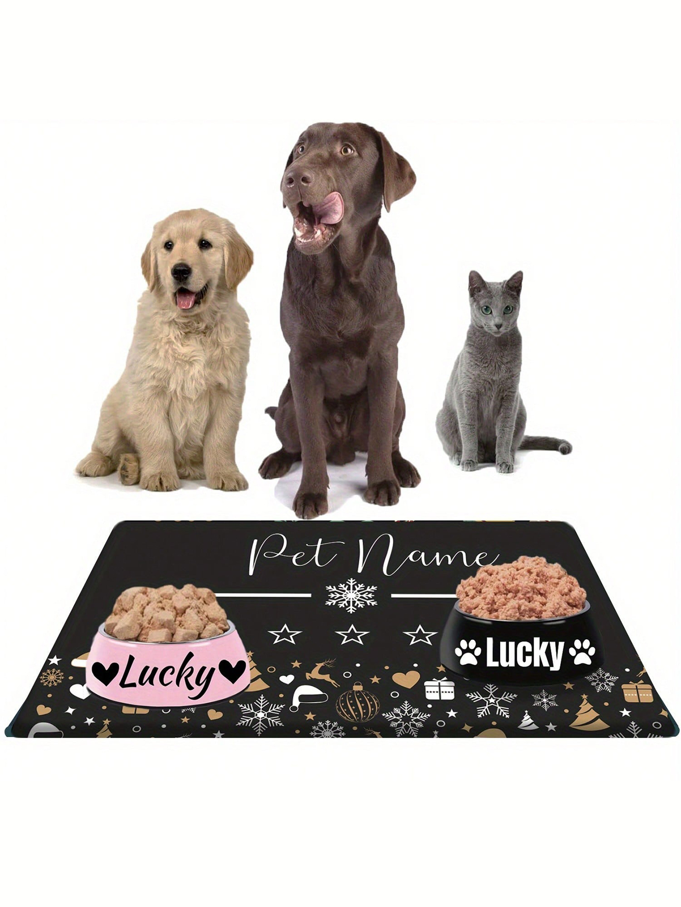 Customized Christmas Pet Feeding Mat